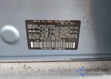 2012 Subaru Forester 2.5X Premium z USA, uszkodzony, nr VIN JF2SHADC6CH408604